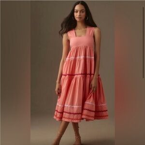 Anthropologie Helena Square Tiered Midi Dress
